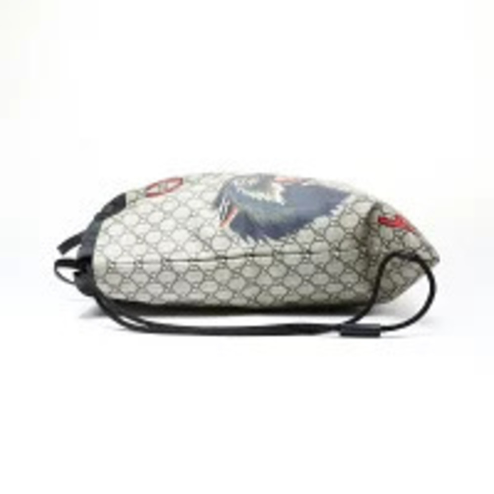 Gucci Drawstring Backpack Brown Supreme GG Daypack Rucksack Wolf - Picture 3 of 12